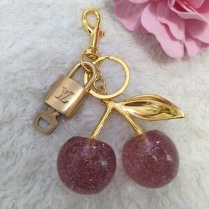 Louis Vuitton Authentic Lock And Key #344 With Cherry Charm with Pink Glitter